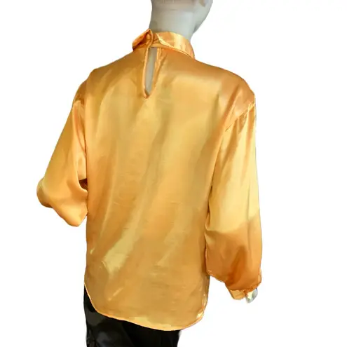 VINTAGE 1980'S GOLDEN YELLOW SATIN COLLECTIBLES BY MARC DANIEL BLOUSE (9/10)