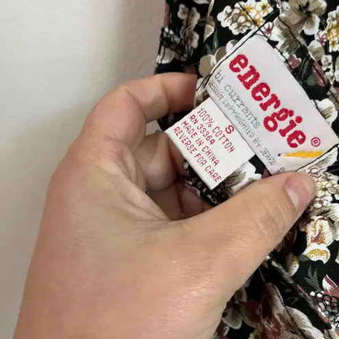 Vintage 80s Energie Bi Currants Floral Button Front Romper Size Small Black