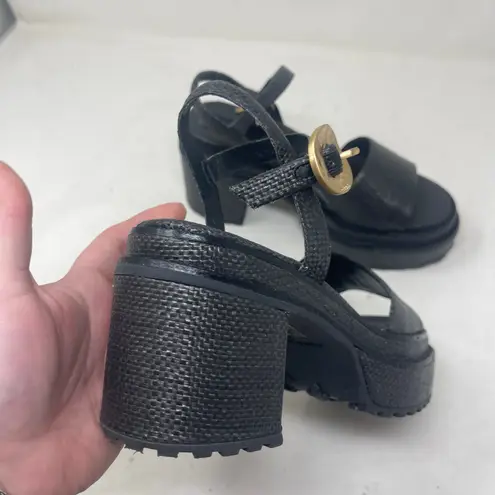 Cult Gaia Black Raffia Azariah Platform Sandals Heels sz 35 US 5