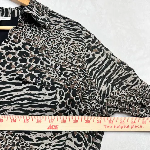 JM Collection Animal Print Tied 3/4 Roll Tab Sleeve Top Plus 14 Cheetah Mobwife