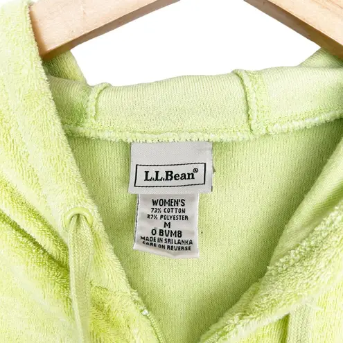 L.L.Bean  Lime Green Terrycloth Full Zip Hoodie Sz M