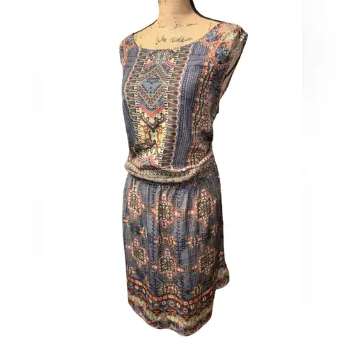 HEMANT & NANDITA Vibrant Boho Patterned Mini Dress Women’s size 1 X Blue