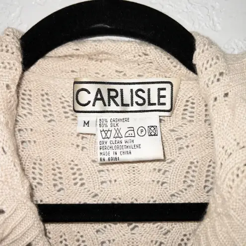 Carlisle Vintage  Beige Button Front Silk/Cashmere Blend Cardigan Size Medium