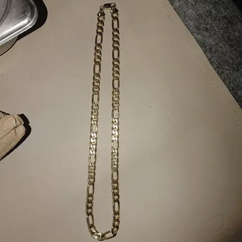 Mens 18K Gold Plated Figaro Chain Necklace 20 Inches Lobster Clasp Quarter Inch