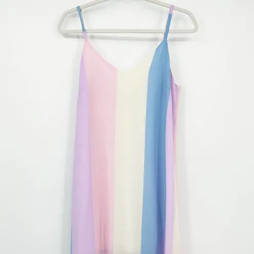 Adrienne  Womens Pastel Striped Sleeveless Vacation Maxi Dress Size S