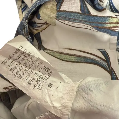 Gigi Moda Tropical Print Floral Palm Leaf White Pants Made in Italy Size S