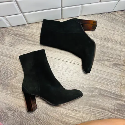 AllSaints Black Suede Roka Block Heel Ankle Boots Women's Size EU37 US 7
