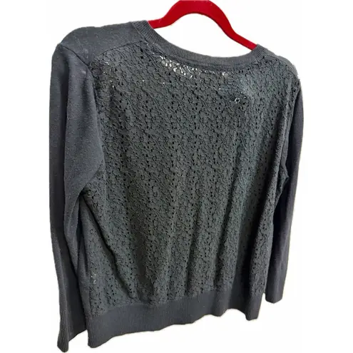 Dana Buchman  Women’s Black Long Sleeve Sweater Cardigan with Lace Back - Size L