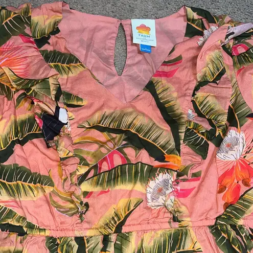 Farm Rio for Anthropologie Yasmine Ruffled Blouse Toucan Floral Tropical Small
