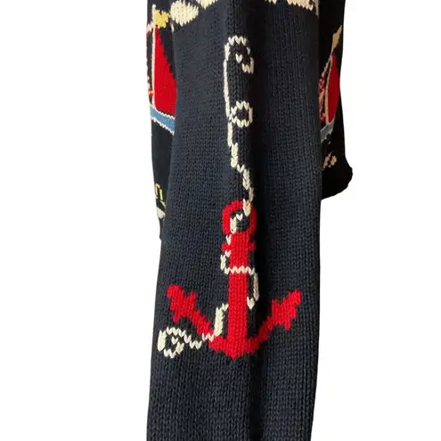 CRAZY HORSE by Liz Claiborne Nautical Rib Knit Full Zip Oversized Sweater Size S