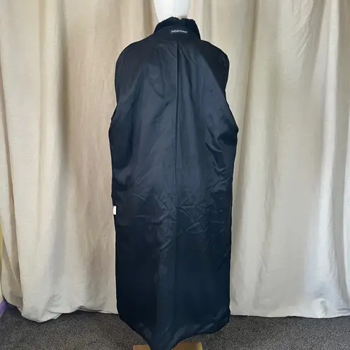 Vintage Black Wool Maxi Coat w/ Plush Faux Fur Collar & Cuffs Size 16