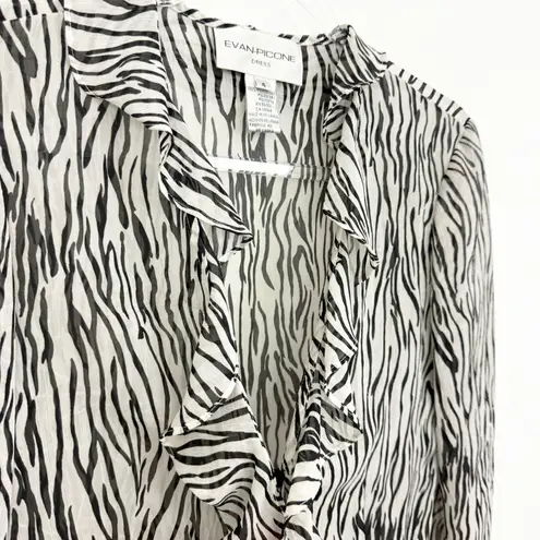 Evan Picone Vintage Zebra Print Ruffle Blouse
