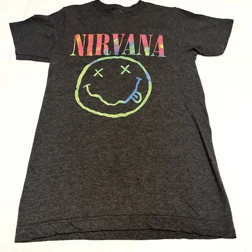 Nirvana Womens Size Small Grey Gray Short Sleeve Shirt Kurt Cobain Grunge 90s