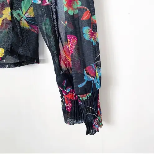 Mesh High Neck Butterfly Ruffled Crop Fairy Cottage Y2K Funky Black PM Size undefined