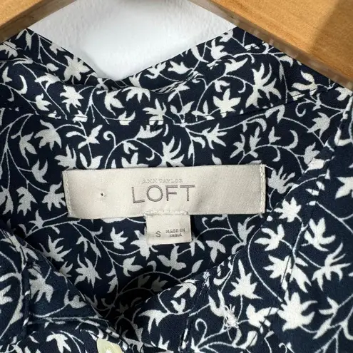 Ann Taylor LOFT Top Women Size S Blue Long Sleeve Roll Tab Sleeve Career Work