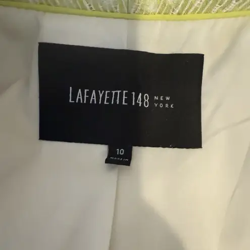 Lafayette 148 New York Jacket Limeade Textured Poly Cotton Linen Blend Green 10