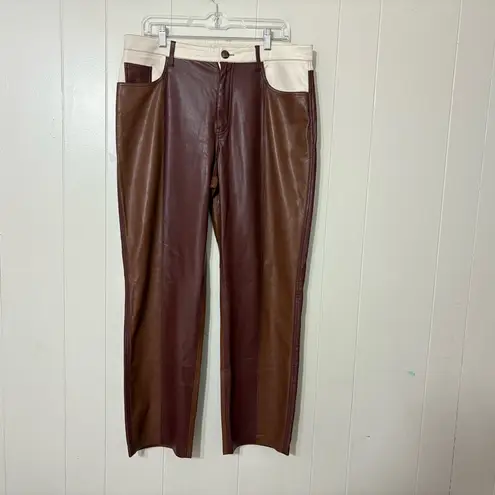 Nanushka Vinni Patchwork Vegan Leather Pants Brown Size XL LuxeTrousers