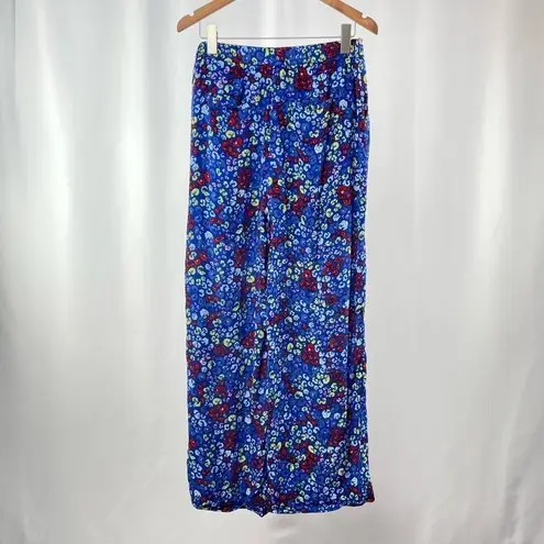 Kaari Blue Wide Leg Floral Pants in Blue Size Small