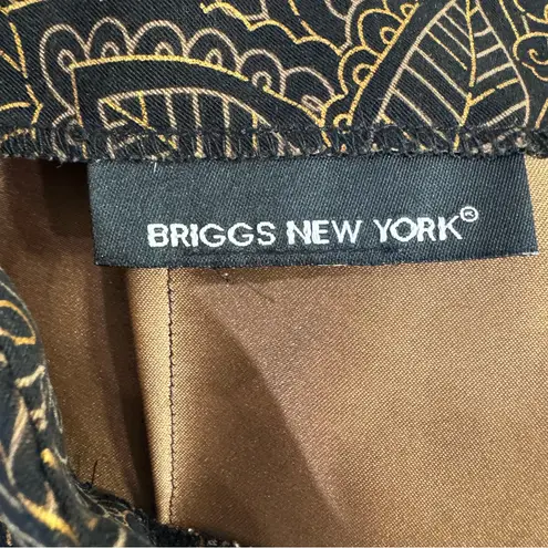 Briggs New York Vintage 90s Long Straight Black Skirt with Brown Boho Mandala Flowers Briggs NY