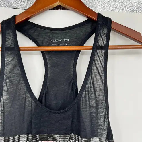 All Saints black floral boho burn out tank top pull over shirt size medium