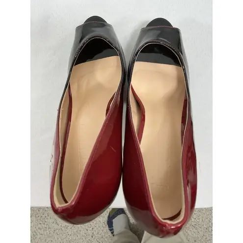 Womans Merumote Slipon Stiletto Platform Pumps Black Maroon 9 Red