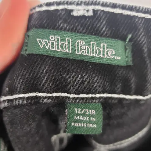 Wild Fable  Super High-Waisted Cargo Baggy Jeans Women's Size 12/31R Black Denim