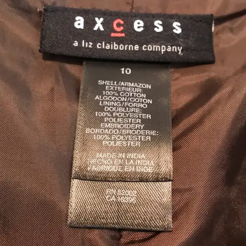 Axcess Liz Claiborne dark floral embroidered A Line skirt Women’s size 10 Fall Brown