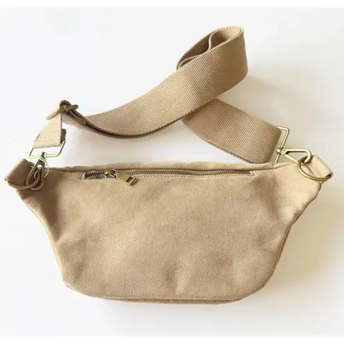 AHDORNED Crossbody Sling Bag Tan Faux Suede Belt Bag Fanny Pack NWOT Fall
