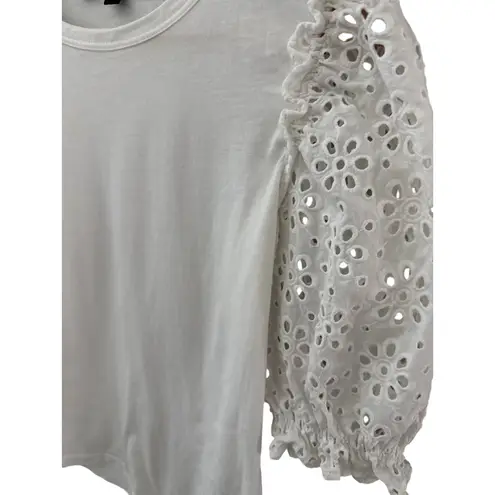 Veronica Beard Coralee Eyelet Puffed Sleeve Top Bright White Size XS