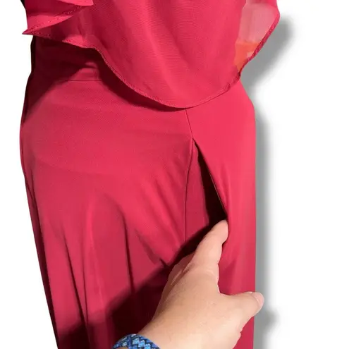 Morilee Madeline Gardner Formal Maxi Dress Sweetheart Flutter Sleeve Bridesmaid Red Size 18