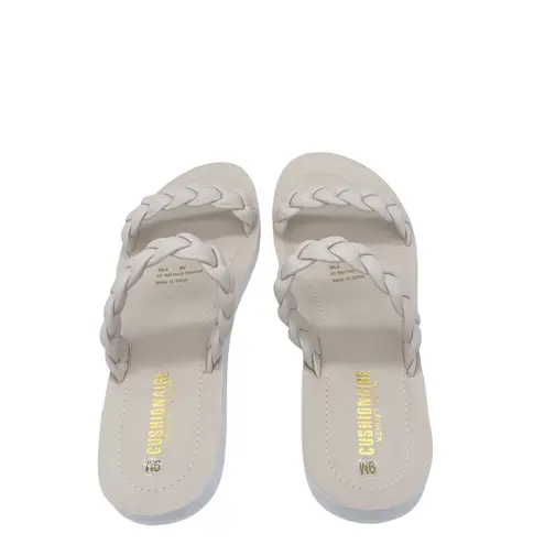 Cushionare Cushionaire ivory flat slide sandals size 9 NEW!