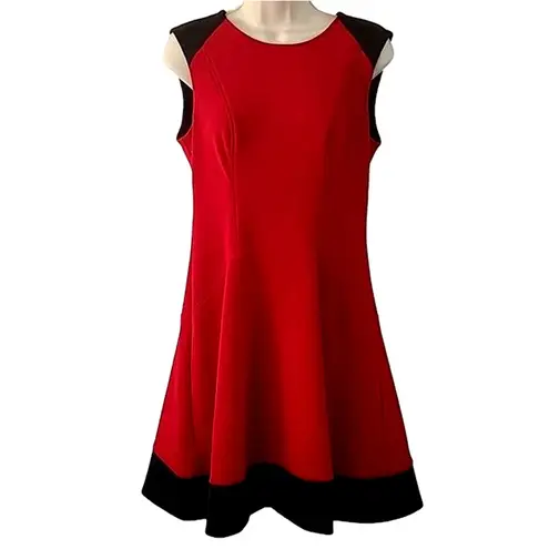 Robbie Bee Women's Size 6 Sleeveless Fit & A-Line Dress Red Black Colorblock