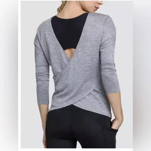 Tail Gray Athletic Victoria Top Frosted Heather Wrap Long Sleeve Athletic Top L Size L