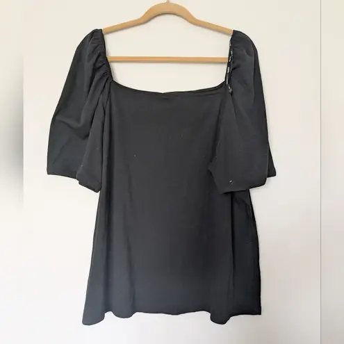 City Chic  Black Ribbed Square Neck Tee Sz Xxl