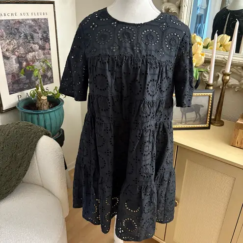 STAUD Mini Black Hyacinth Dress Eyelet Lace Size Medium