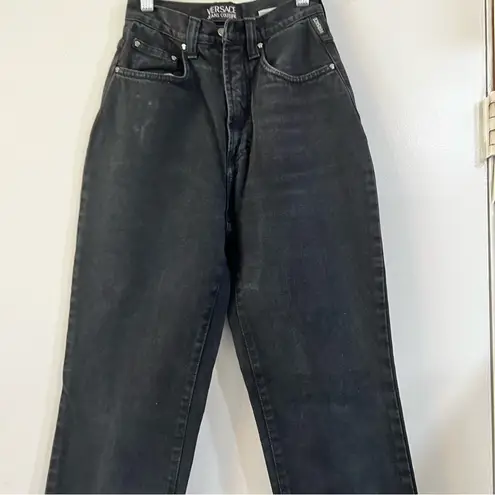 Versace  Jeans Couture Vintage Black Denim Jeans Mom High Waisted Straight Medusa