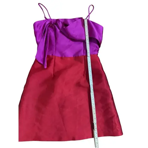 Hutch Anthropologie Serena Bow Mini Dress Pink Red Sz 4