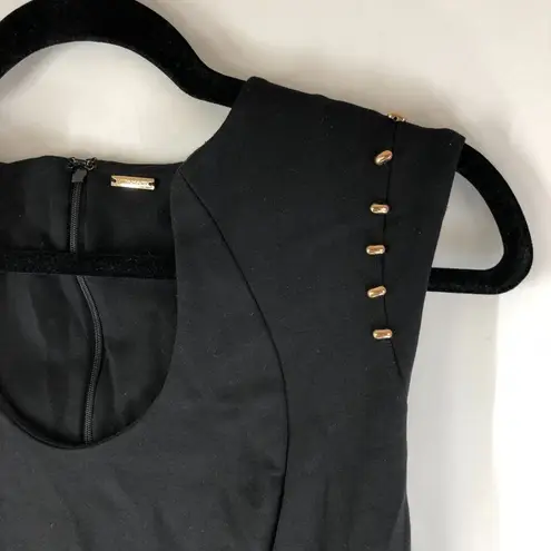 Tahari Sheath Dress Cap Sleeve Scoop Neck Beaded Detail Stretch Black 8