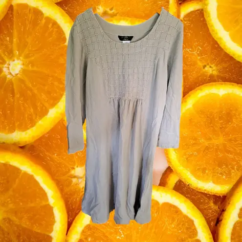 Orvis Tan Long Sleeve Dress 100% Cotton Size Large