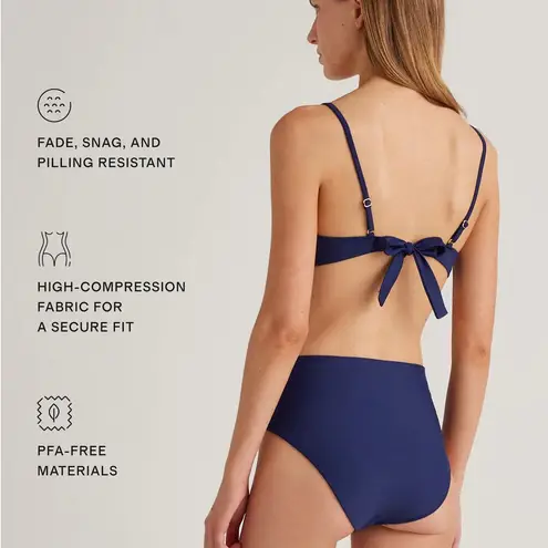 Quince NWOT Women's Scoop Neck Bikini Top Navy Blue Size Medium
