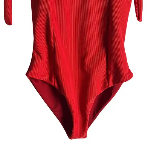 Beach Riot Sydney Red Belted Tie Shoulder Square Neck One Piece Swimsuit Size M