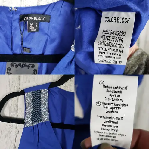 Colorblock NWT Royal Blue Sleeveless V-Neck Mini Dress Women's Size Medium