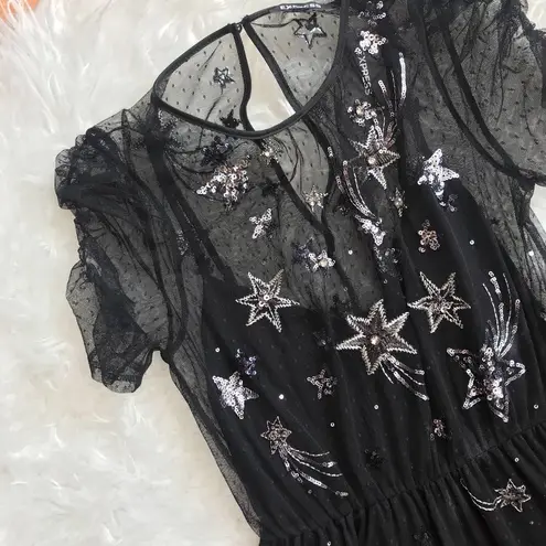 EXPRESS Black Sheer Star Embroidered Midi Dr 90 39 Off Retail From Wing