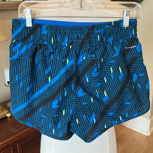 Reebok Colorful Royal Blue Black Print Performance Athletic Shorts