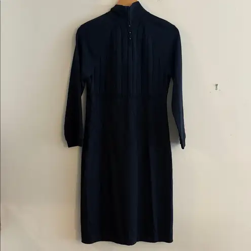 St. John Collection Navy Blue Long Sleeve Neck Tie Knit Dress Women’s 8 Vintage