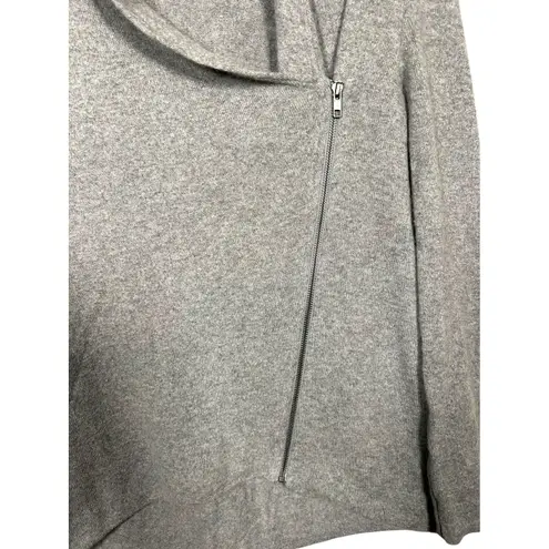 C by Bloomingdales Cashmere Gray Asymmetrical Zip Front Cardigan Sweater Large Gray