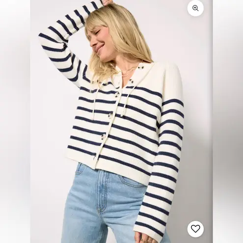 Evereve Isabel Hoodie Lady Like Knit Button Hooded Cardigan W1939 Sz L