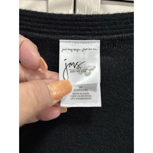 JMS Black V Neck Knit Sweater Long Sleeve Size 3XL Soft Acrylic