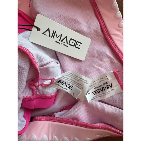 NWT A Image Pink V Waist Sexy Embroidered Bikini Swimsuit Size XL