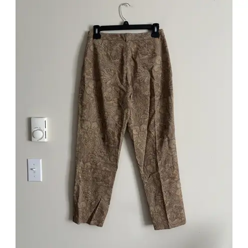 J. McLaughlin Womens 6 Small Paisley Cotton Jeans Slim Stretch Tan Brown